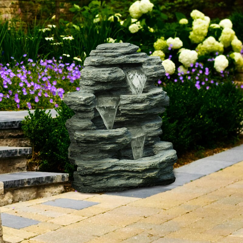 hiline gift ltd. fiber and resin log and stone waterfall fountain on resin rock waterfall outdoor fountain